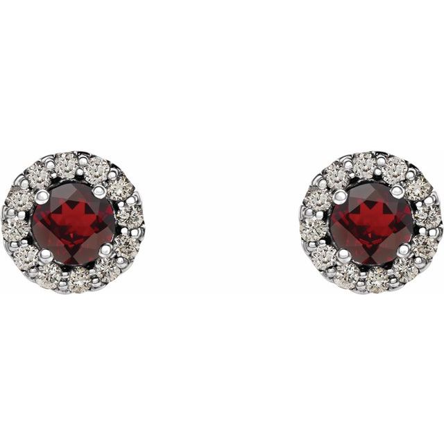 14k-white-gold--natural-mozambique-garnet-&-1/10-ctw-natural-diamond-earrings