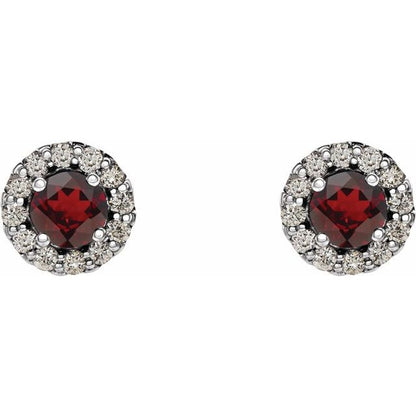 14k-white-gold--natural-mozambique-garnet-&-1/10-ctw-natural-diamond-earrings