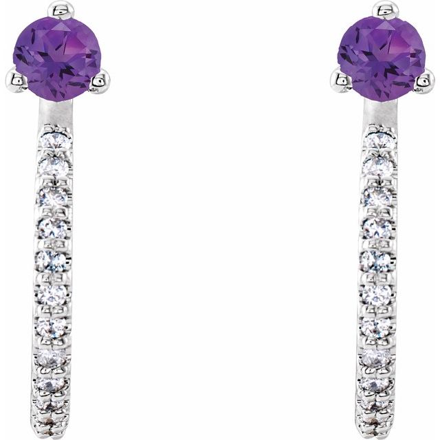 14k-white-gold-natural-amethyst-&-1/8-ctw-natural-diamond-j-hoop-earrings