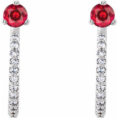 14k-white-gold-natural-ruby-&-1/8-ctw-natural-diamond-j-hoop-earrings