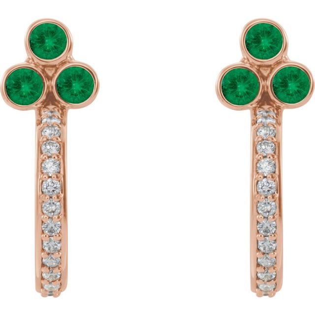 14k-rose-gold-natural-emerald-&-1/4-ctw-natural-diamond-j-hoop-earrings
