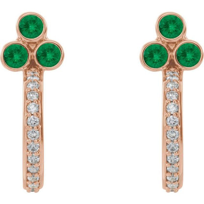 14k-rose-gold-natural-emerald-&-1/4-ctw-natural-diamond-j-hoop-earrings