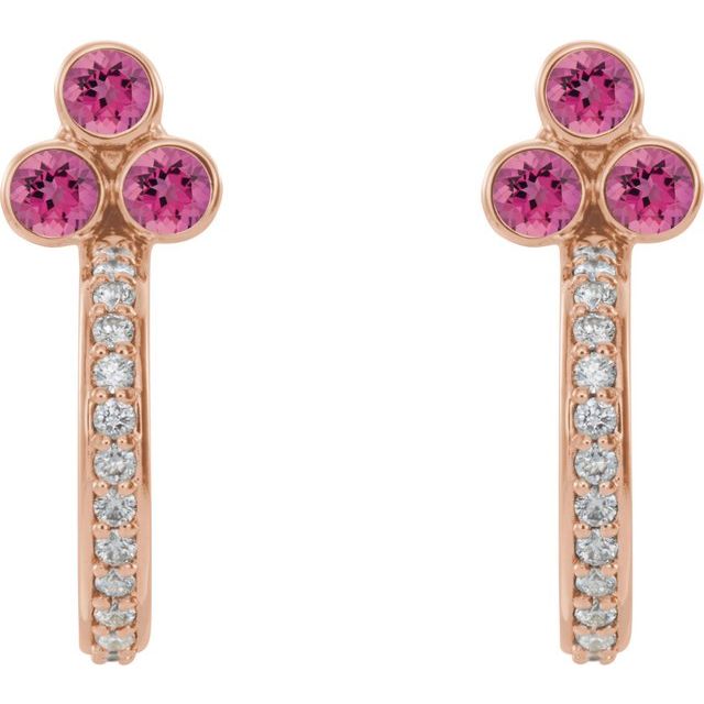 14k-rose-gold-natural-pink-tourmaline-&-1/4-ctw-natural-diamond-j-hoop-earrings