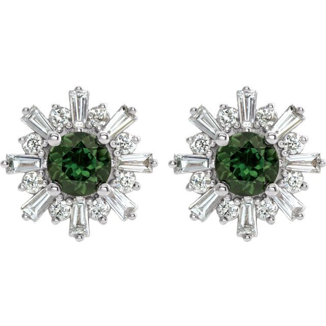 14k-white-gold-natural-green-tourmaline-&-3/4-ctw-natural-diamond-earrings