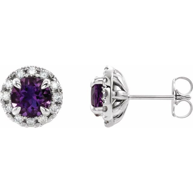 14k-white-gold--natural-emerald-&-1/5-ctw-natural-diamond-halo-style-earrings
