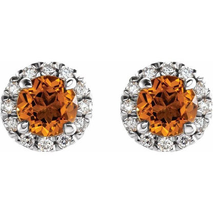 14k-white-gold--natural-citrine-&-1/5-ctw-natural-diamond-halo-style-earrings