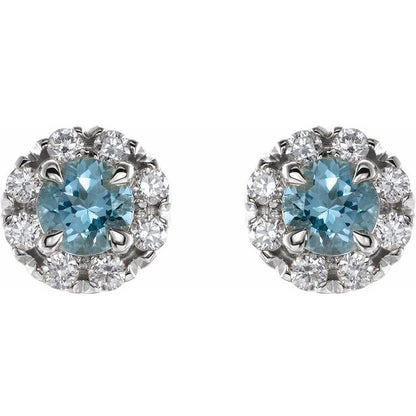 14k-white-gold--natural-aquamarine-&-1/5-ctw-natural-diamond-halo-style-earrings