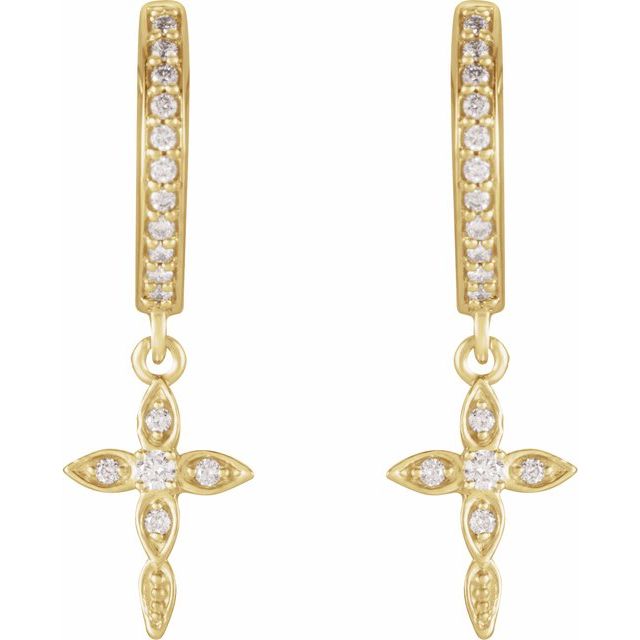 14k-yellow-gold-1/8-ctw-natural-diamond-cross-hoop-earrings