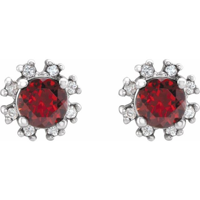 14k-white-gold-natural-mozambique-garnet-&-.06-ctw-natural-diamond-earrings
