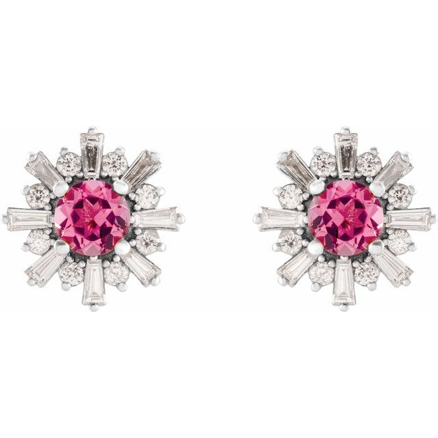 14k-white-gold-natural-pink-tourmaline-&-3/4-ctw-natural-diamond-earrings