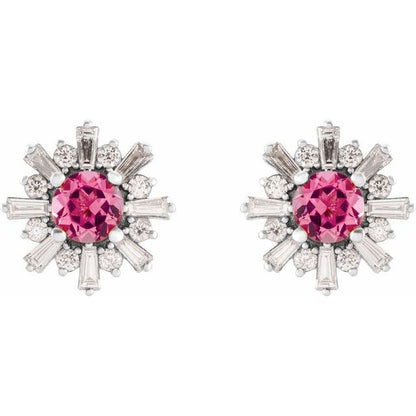 14k-white-gold-natural-pink-tourmaline-&-3/4-ctw-natural-diamond-earrings