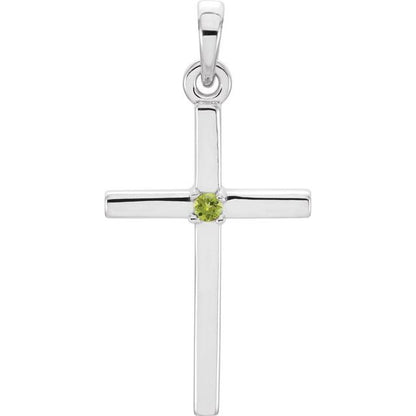 14k-white-gold-natural-peridot-cross-pendant