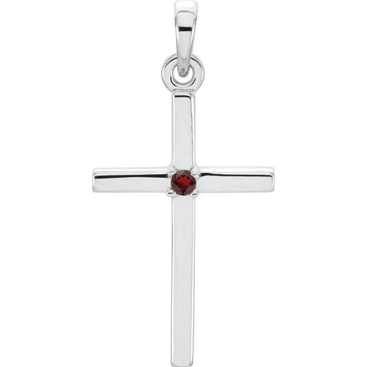 14k-white-gold-natural-mozambique-garnet-cross-pendant