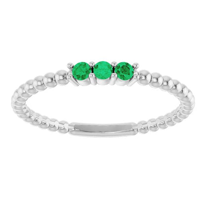 14k-white-gold-natural-emerald-beaded-ring