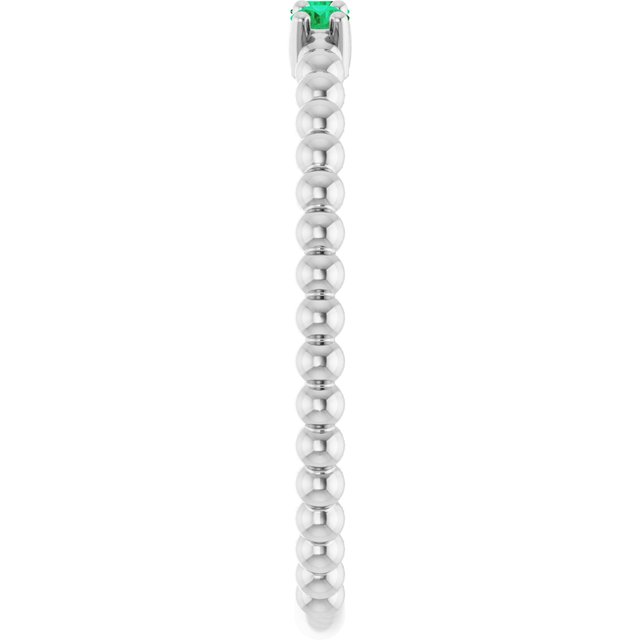 14k-white-gold-natural-emerald-beaded-ring