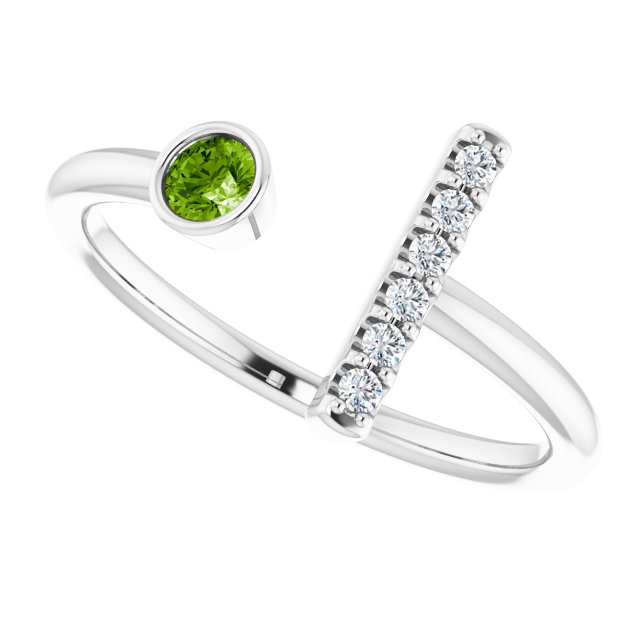 14k-white-gold-natural-peridot-&-.05-ctw-natural-diamond-bar-ring