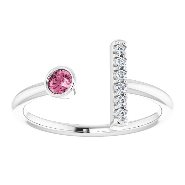 14k-white-gold-natural-pink-tourmaline-&-.05-ctw-natural-diamond-bar-ring