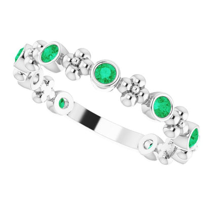 14k-white-gold-natural-emerald-beaded-ring