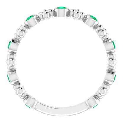 14k-white-gold-natural-emerald-beaded-ring