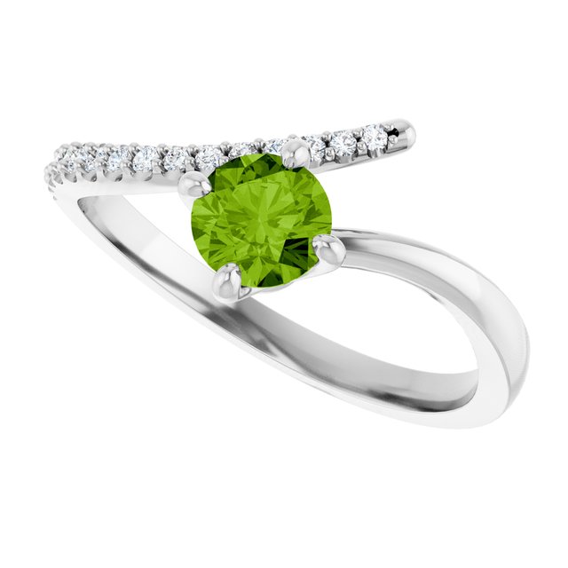 14k-white-gold-natural-peridot-&-1/10-ctw-natural-diamond-bypass-ring
