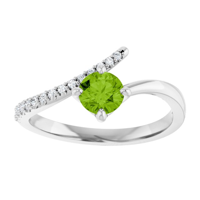 14k-white-gold-natural-peridot-&-1/10-ctw-natural-diamond-bypass-ring