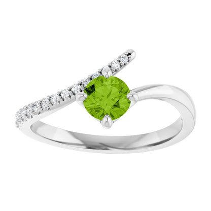 14k-white-gold-natural-peridot-&-1/10-ctw-natural-diamond-bypass-ring