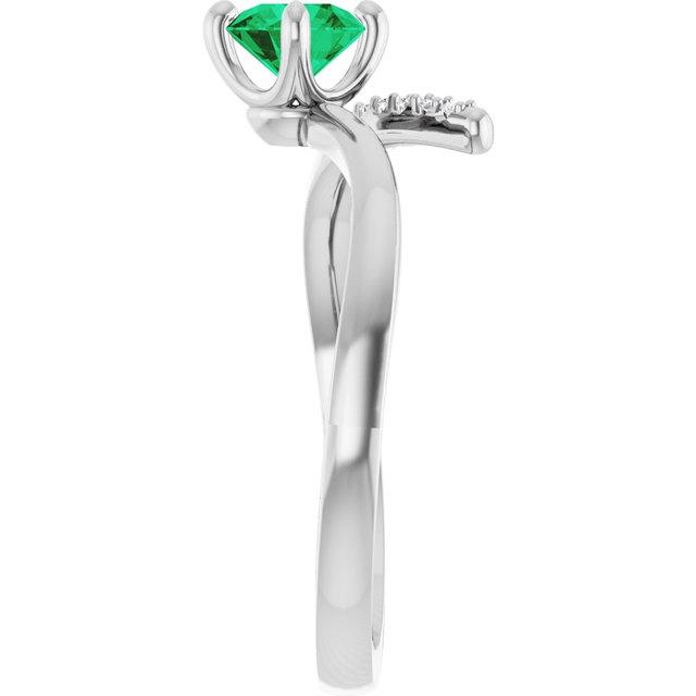 14k-white-gold-natural-emerald-&-1/10-ctw-natural-diamond-bypass-ring