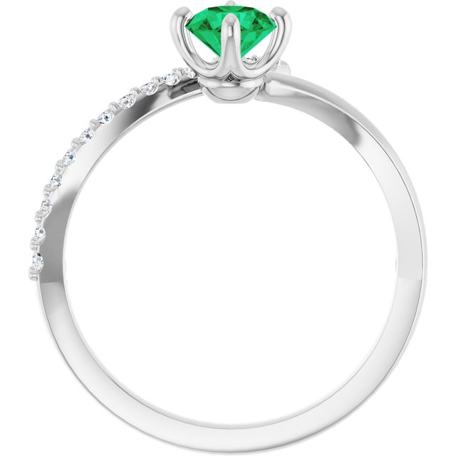 14k-white-gold-natural-emerald-&-1/10-ctw-natural-diamond-bypass-ring