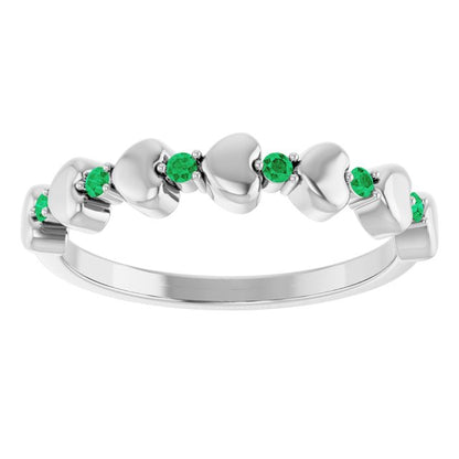 14k-white-gold-natural-emerald-heart-stackable-ring