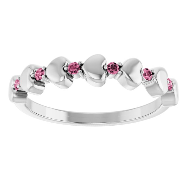 platinum-natural-pink-tourmaline-heart-stackable-ring