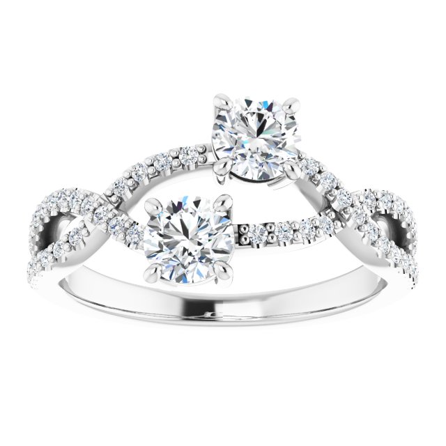14k-white-gold--round-5/8-ctw-natural-diamond-two-stone-ring