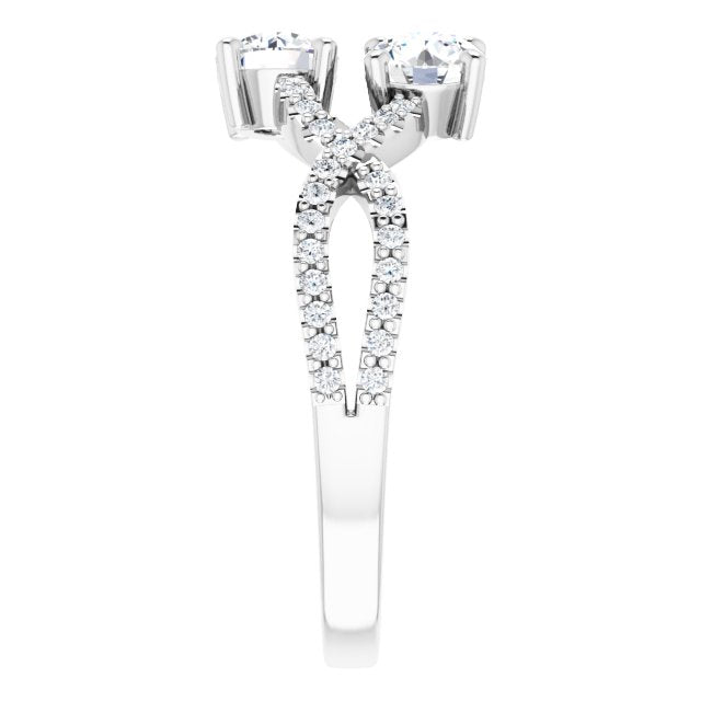 14k-white-gold--round-5/8-ctw-natural-diamond-two-stone-ring