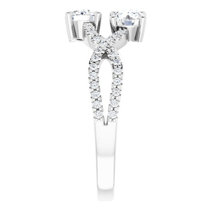 14k-white-gold--round-5/8-ctw-natural-diamond-two-stone-ring