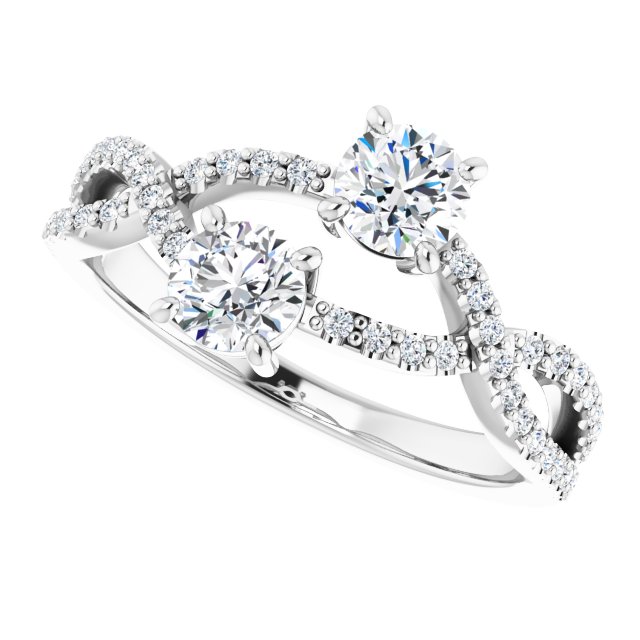 14k-white-gold--round-5/8-ctw-natural-diamond-two-stone-ring