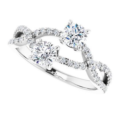 14k-white-gold--round-5/8-ctw-natural-diamond-two-stone-ring