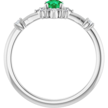 14k-white-gold-natural-emerald-&-1/6-ctw-natural-diamond-halo-style-ring