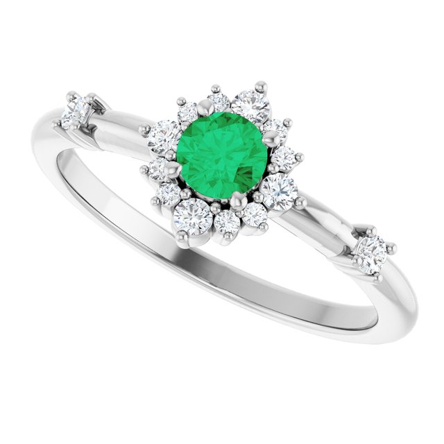 14k-white-gold-natural-emerald-&-1/6-ctw-natural-diamond-halo-style-ring