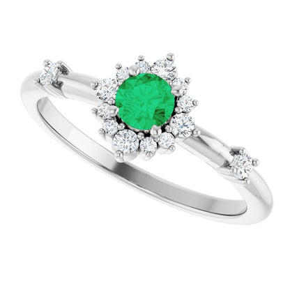 14k-white-gold-natural-emerald-&-1/6-ctw-natural-diamond-halo-style-ring
