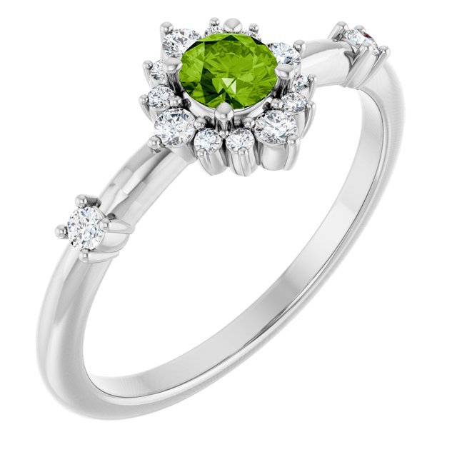 14k-white-gold-natural-peridot-&-1/6-ctw-natural-diamond-halo-style-ring