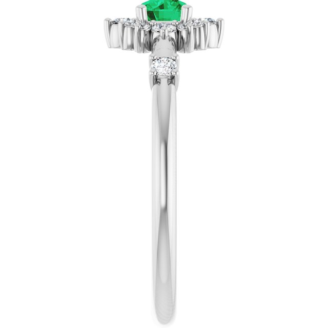 14k-white-gold-natural-emerald-&-1/6-ctw-natural-diamond-halo-style-ring
