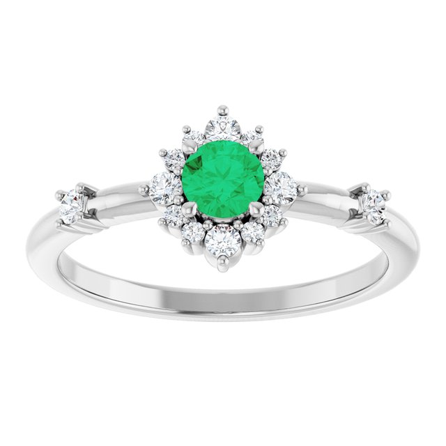 14k-white-gold-natural-emerald-&-1/6-ctw-natural-diamond-halo-style-ring