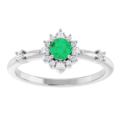 14k-white-gold-natural-emerald-&-1/6-ctw-natural-diamond-halo-style-ring