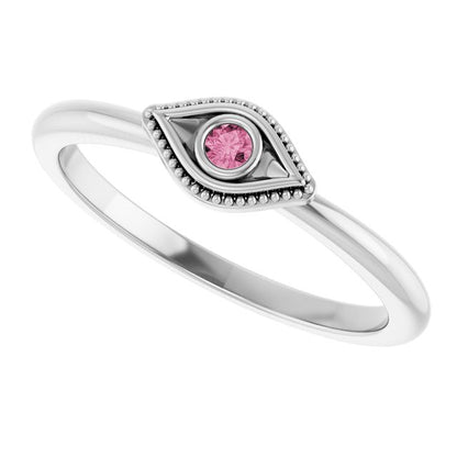 14k-white-gold-natural-pink-tourmaline-stackable-evil-eye-ring