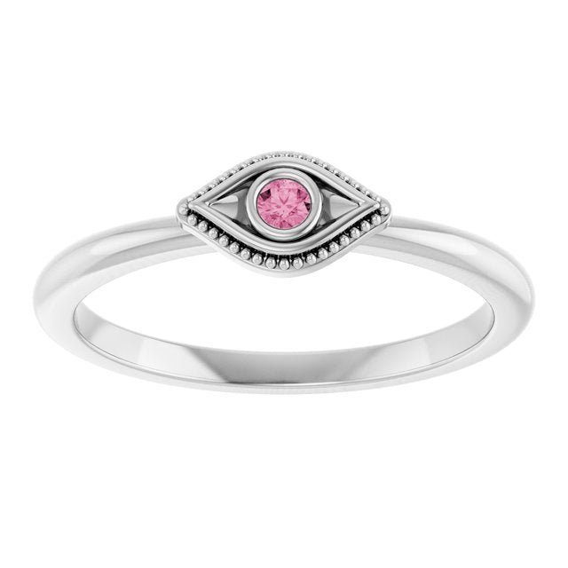 14k-white-gold-natural-pink-tourmaline-stackable-evil-eye-ring