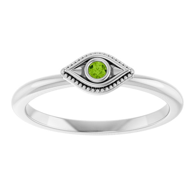 14k-white-gold-natural-peridot-stackable-evil-eye-ring
