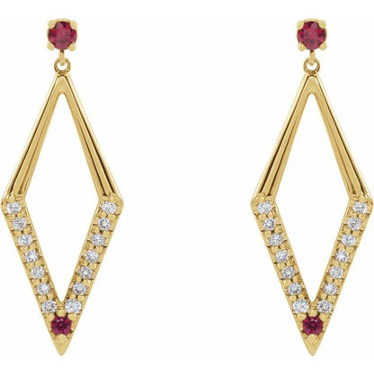 14k-yellow-gold-natural-ruby-&-1/2-ctw-natural-diamond-geometric-earrings