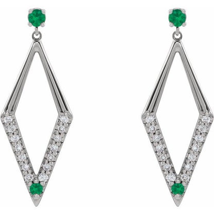 platinum-natural-emerald-&-3/8-ctw-natural-diamond-geometric-earrings