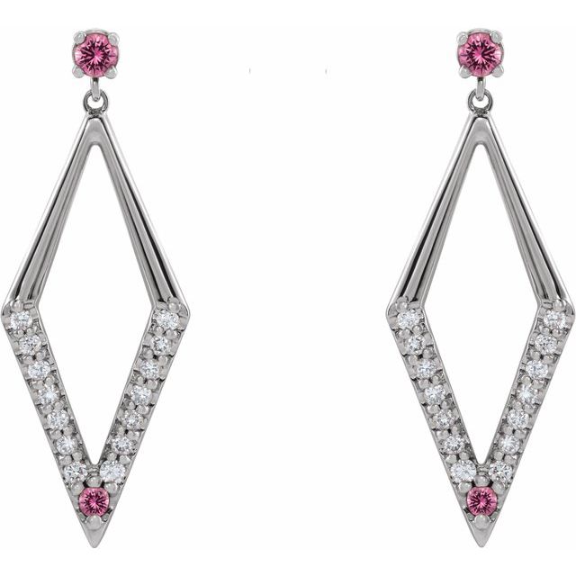 platinum-natural-pink-sapphire-&-3/8-ctw-natural-diamond-geometric-earrings