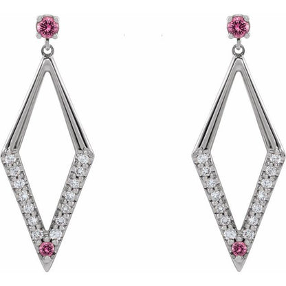 platinum-natural-pink-sapphire-&-3/8-ctw-natural-diamond-geometric-earrings