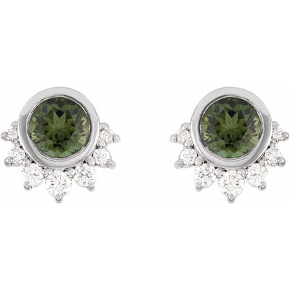 14k-white-gold-natural-green-tourmaline-&-.08-ctw-natural-diamond-earrings